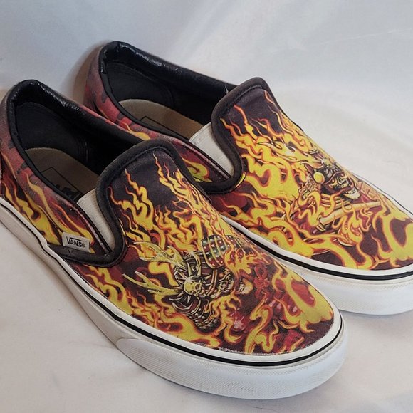 Vans Samurai Rising Slip On Skate Shoes Flames Mens 8.5 W 10 - Picture 1 of 12